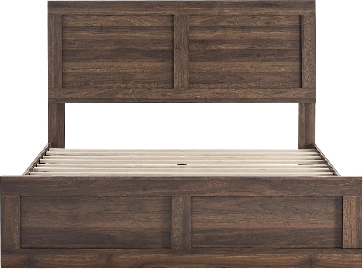 KISLOT Wood Bed Frame, Full Size Wooden Platform Bed Frame with Headboard and Footboard Mattress Foundation Farmhouse Bedroom Furniture No Box Spring Needed