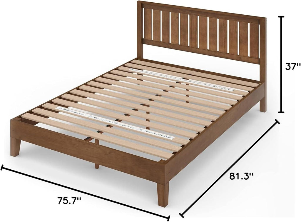Zinus Alexis Deluxe Wood Platform Bed Frame with Headboard, Wood Slat Support, No Box Spring Needed, Easy Assembly, Rustic Pine, King