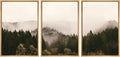 SIGNWIN 3 Piece Framed Canvas Wall Art Brown Foggy Mountains Nature Wilderness Photography Abstract Rustic Canvas Prints Home Artwork Decoration for Living Room,Bedroom - 24'x36'x3 Natural