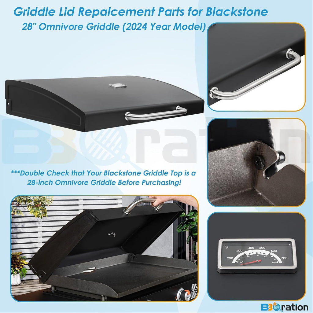 Upgrade Hinged Lid for Blackstone 1517 28 Inch Omnivore Griddle (2024 Model), 5857 Griddle Hood Flat Top Lid for Blackstone 28' 2206 2269 Grill Hood