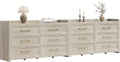 SICOTAS 6 Drawer Dresser for Bedroom-112.8' Extra-Wide Wooden Chest of Drawers with Large Storage, Long Dresser TV Stand with Drawers, Farmhouse Closet Dressers for Nursery, Grey White Oak, 2PCS
