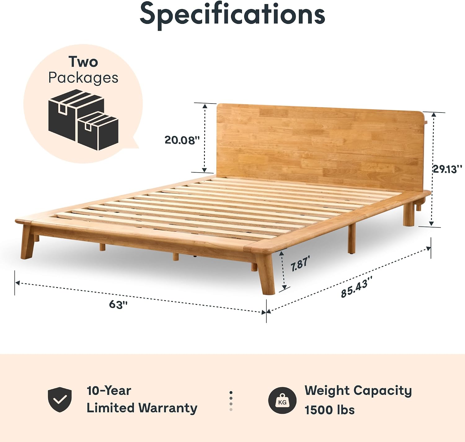 FLEXISPOT Hako G1 Solid Wood Platform Bed Frame Queen,Rubberwood,Tool-Free Assembly,Low Profile Floating,Storage Shelf&Charging Station,Modern Scandinavian Japanese Minimalist,Heavy Duty,Natural Oak