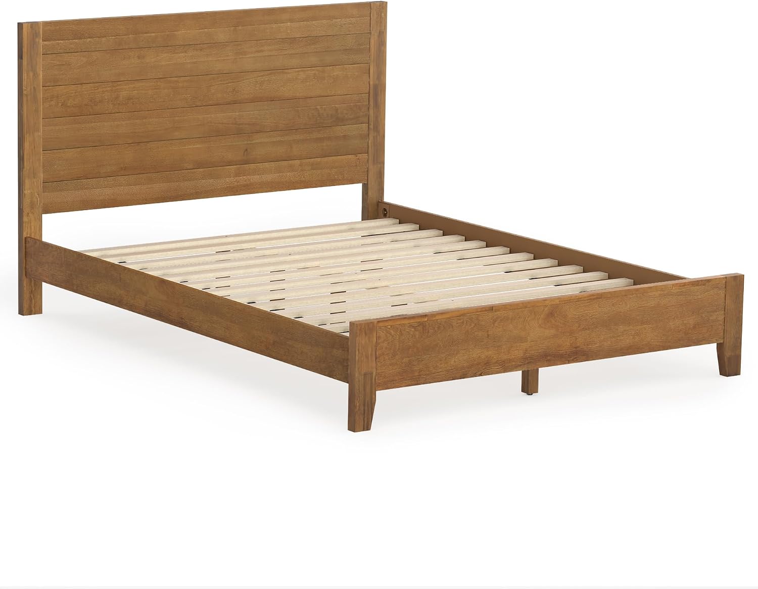 Cozyman Queen Bed Frame with Headboard, 100% Solid Acacia Wood Platform, 800lb Heavy Duty Support with 10 Reinforced Legs, Noise-Free No Box Spring Needed, Low-Profile Design, Dark Wood