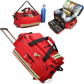 Large Capacity Medical Trolley Bag with Wheels First Responder First Aid Kit Portable Outdoor Emergency Duffle Bag Bag Only