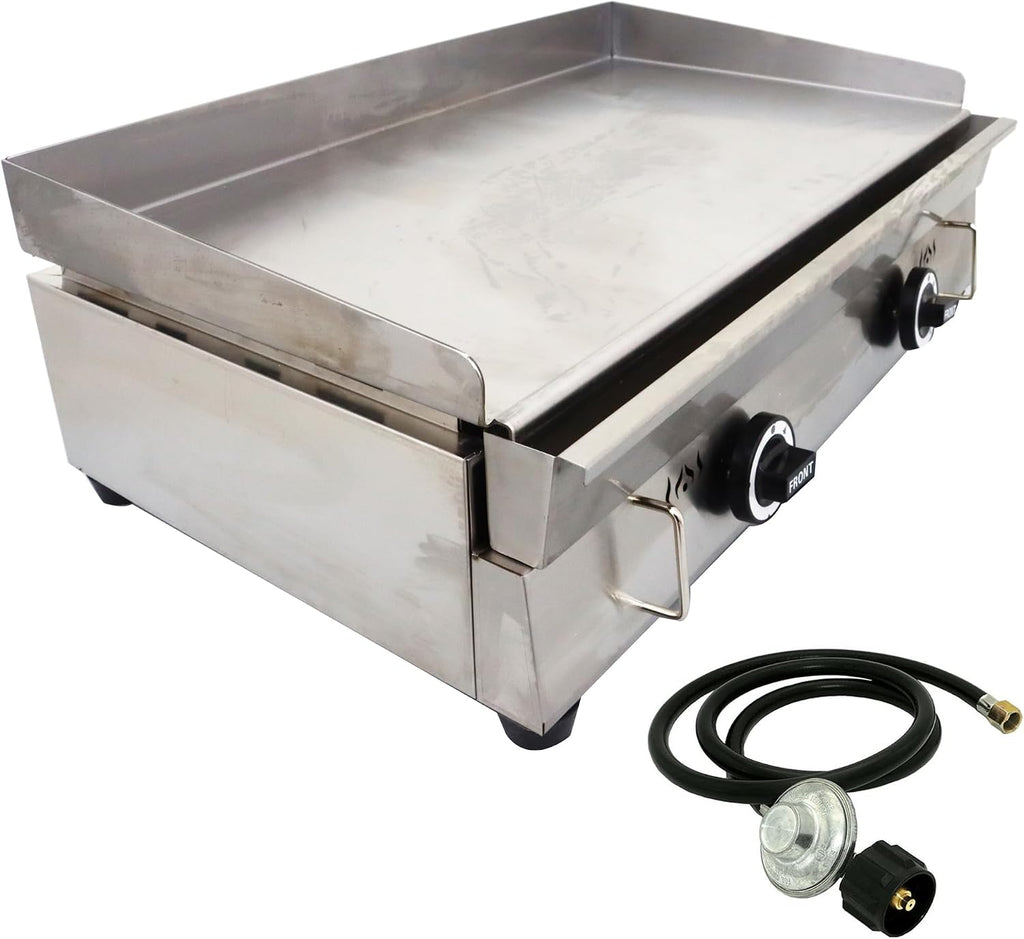 INTBUYING Stainless Steel Commercial Home Gas Grill Griddle Countertop Flat Cooking Griddle Grill LPG 2800Pa with Low Pressure Valve(28.94x16.14inch Hotplate)