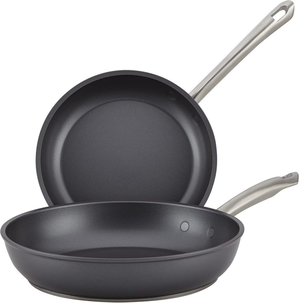 Anolon Accolade Forged Hard Anodized Nonstick Frying Pans/Skillet Set, 8 Inch and 10 Inch - Moonstone Gray