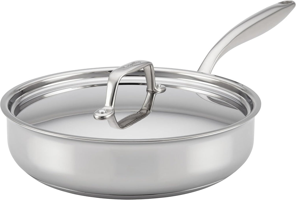 Breville Clad Stainless Steel Saute Pan / Frying Pan / Fry Pan with Lid - 3.5 Quart, Silver