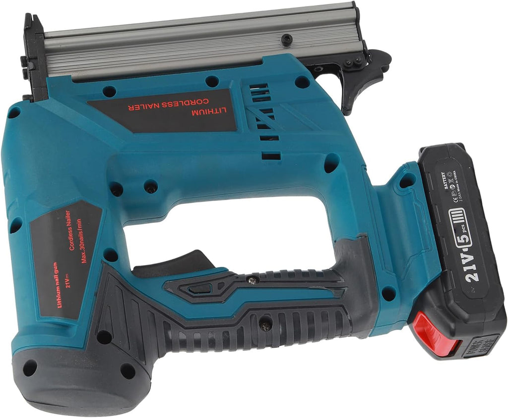 Cordless Brad Nailer, Battery Powered Electric Nail Gun with Battery Charger for Upholstery, Material Repair, Carpentry, DIY, Home Improvement, Woodworking (US)