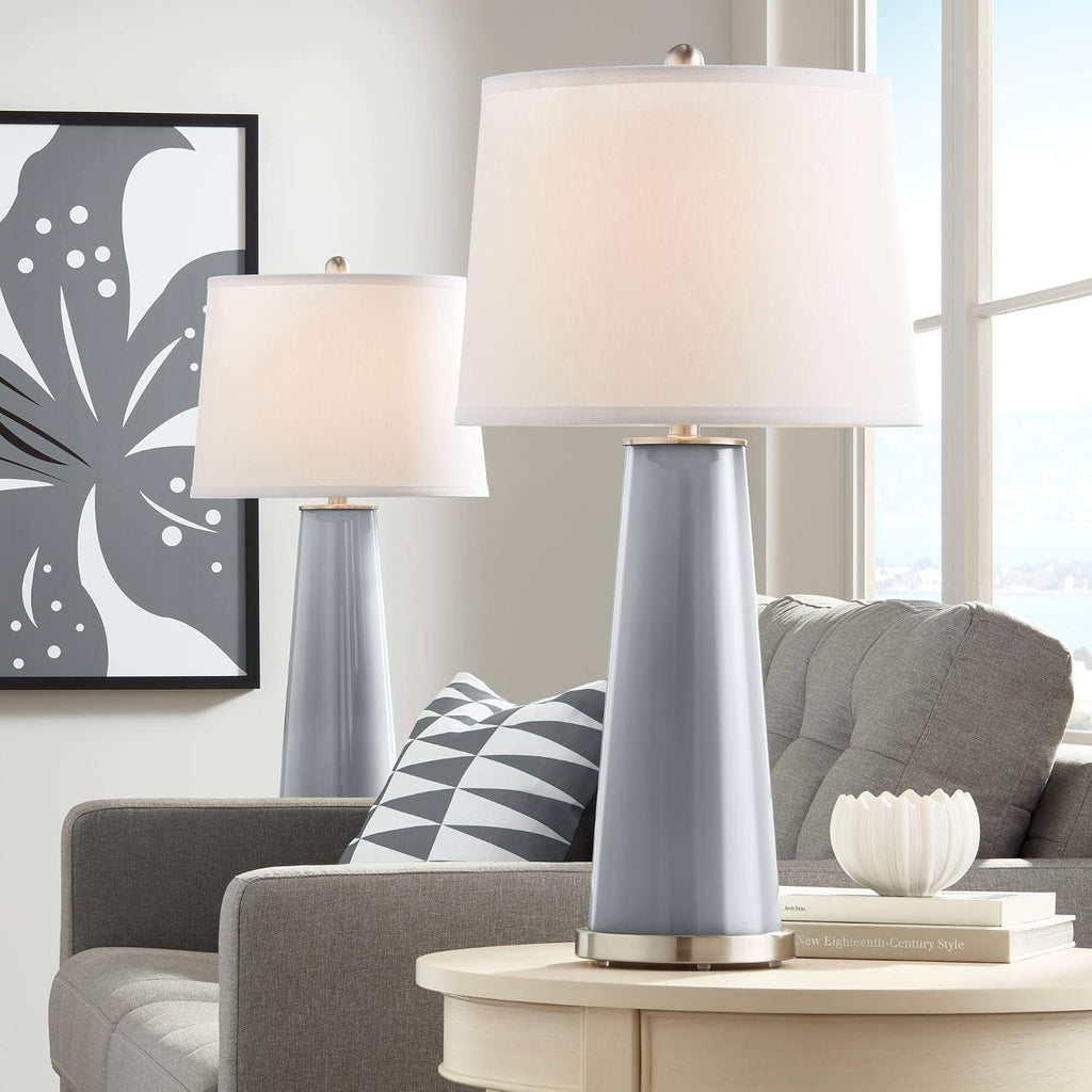 Color + Plus Leo 29 1/2' Modern Glass Software Gray Table Lamps Set of 2