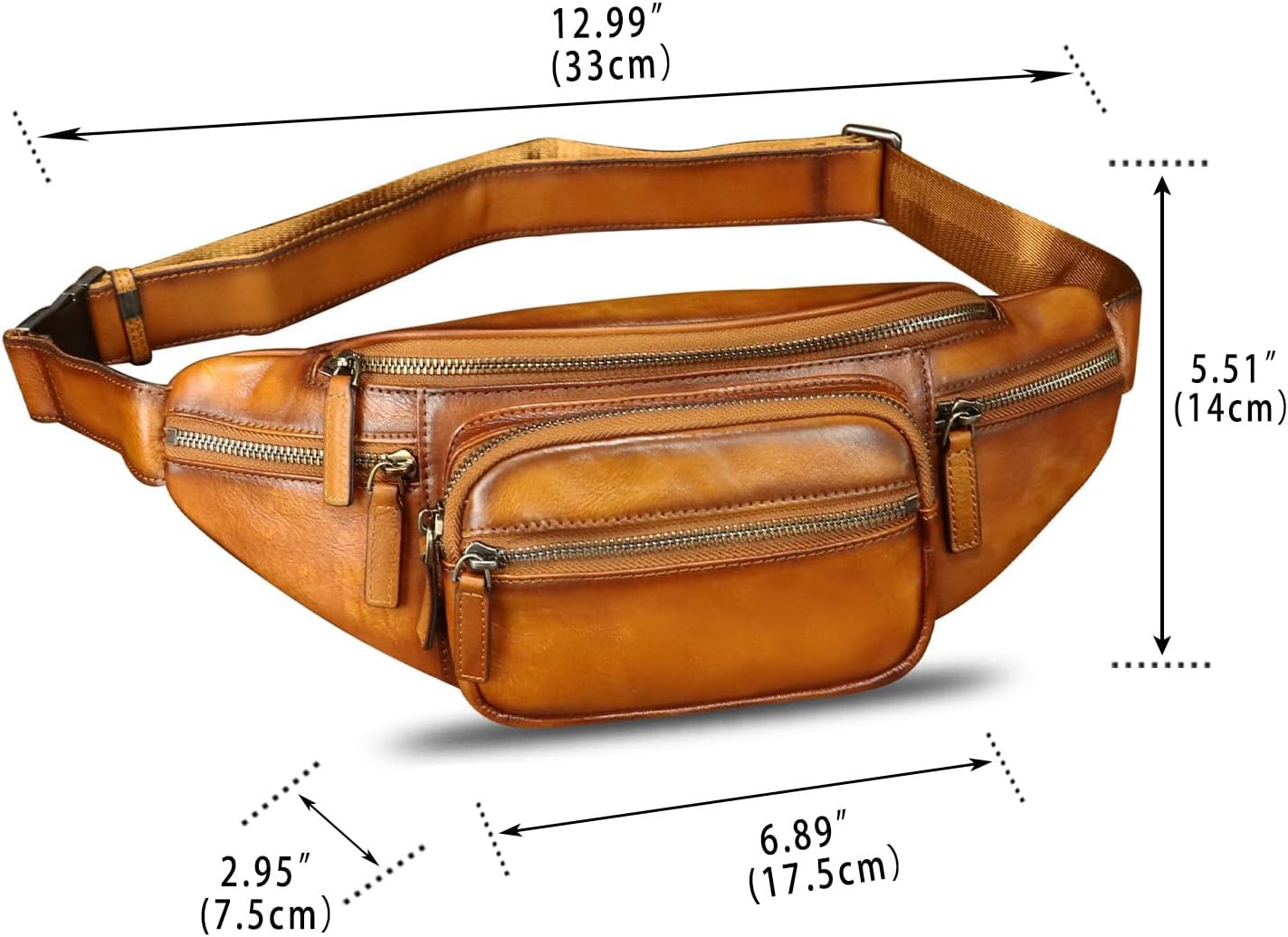 Genuine Leather Fanny Packs for Women and Men Waist Bag Vintage Hip Bum Bag Over Shoulder Crossbody Sling Bag (Brown)