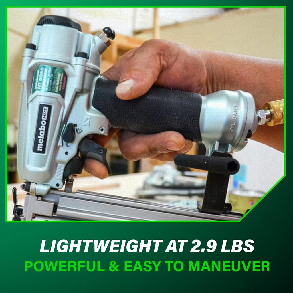 Metabo HPT Pro Brad Nailer, Pro-Preferred Pneumatic Finish Power Nailer for Trim Work, Furniture Building, Lightweight and Durable with Aluminum Magazine, 18 Gauge, 5/8″ to 2″ Brad Nails, NT50A5