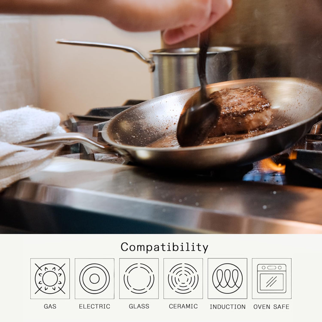 Made In Cookware | 10-Inch Stainless Steel Frying Pan With Lid | 5 Ply Stainless Clad | Professional Cookware | Crafted in Italy | Induction Compatible