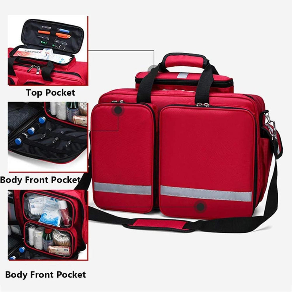 Medical Trolley Bag with Wheels Professional First Aid Kits with Inner Dividers, Large Capacity Portable Outdoor Waterproof Emergency Responder Trauma, Ideal for EMT, EMS, Paramedics