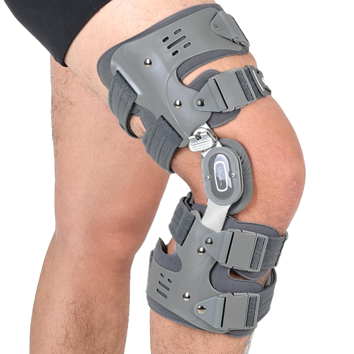 Osteoarthritis Unloader Knee Brace, OA Knee Brace for Arthritis Pain and Support, Low Profile Knee Support for Medial and Lateral Degeneration Knee Pain (Gray/Right)