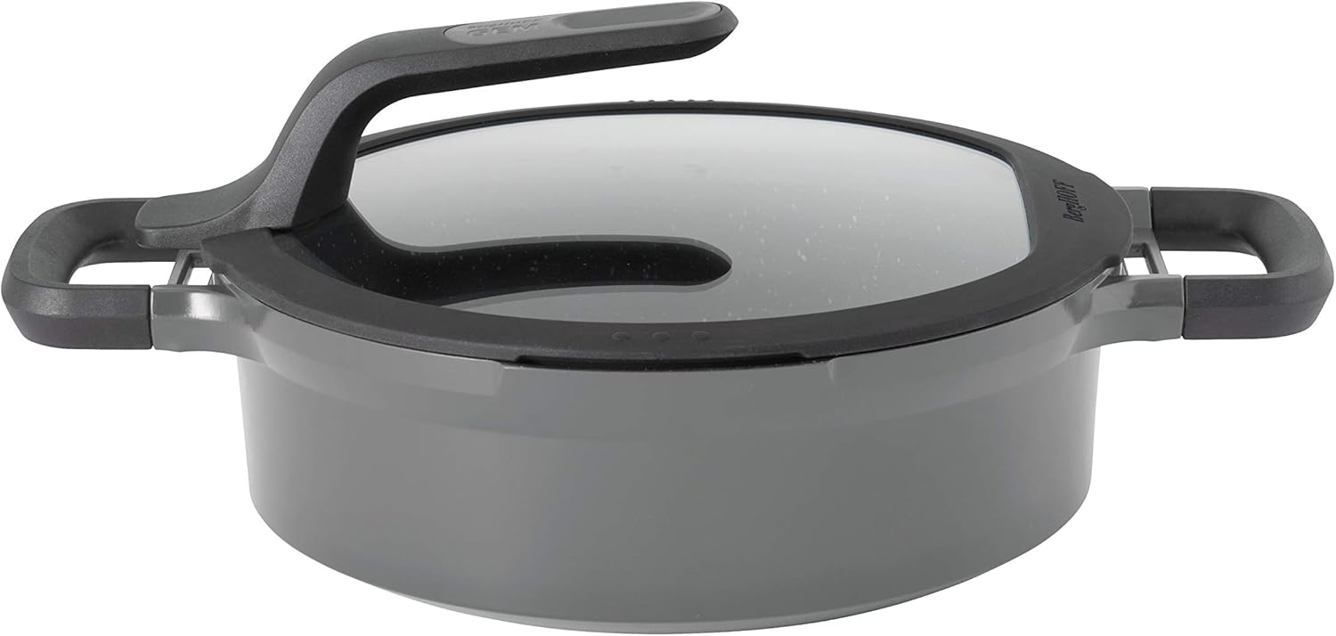 BergHOFF GEM Non-stick 2-Handle Sauté Pan 10' 3.5qt., Glass Lid, Ferno-Green, Non-Toxic Coating, Stay-cool Handle, Induction Cooktop Ready