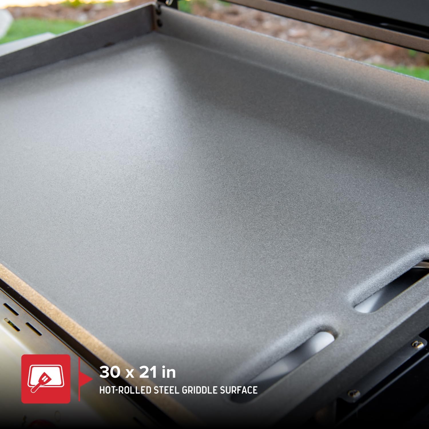 Nexgrill Daytona 3-Burner Propane Gas Griddle with Side Tables, 45000 BTUs Flat Top Grill, 630 SQ. in. Hot-Rolled Steel Cooking Space, Outdoor Cooking Barbeque - 720-1057