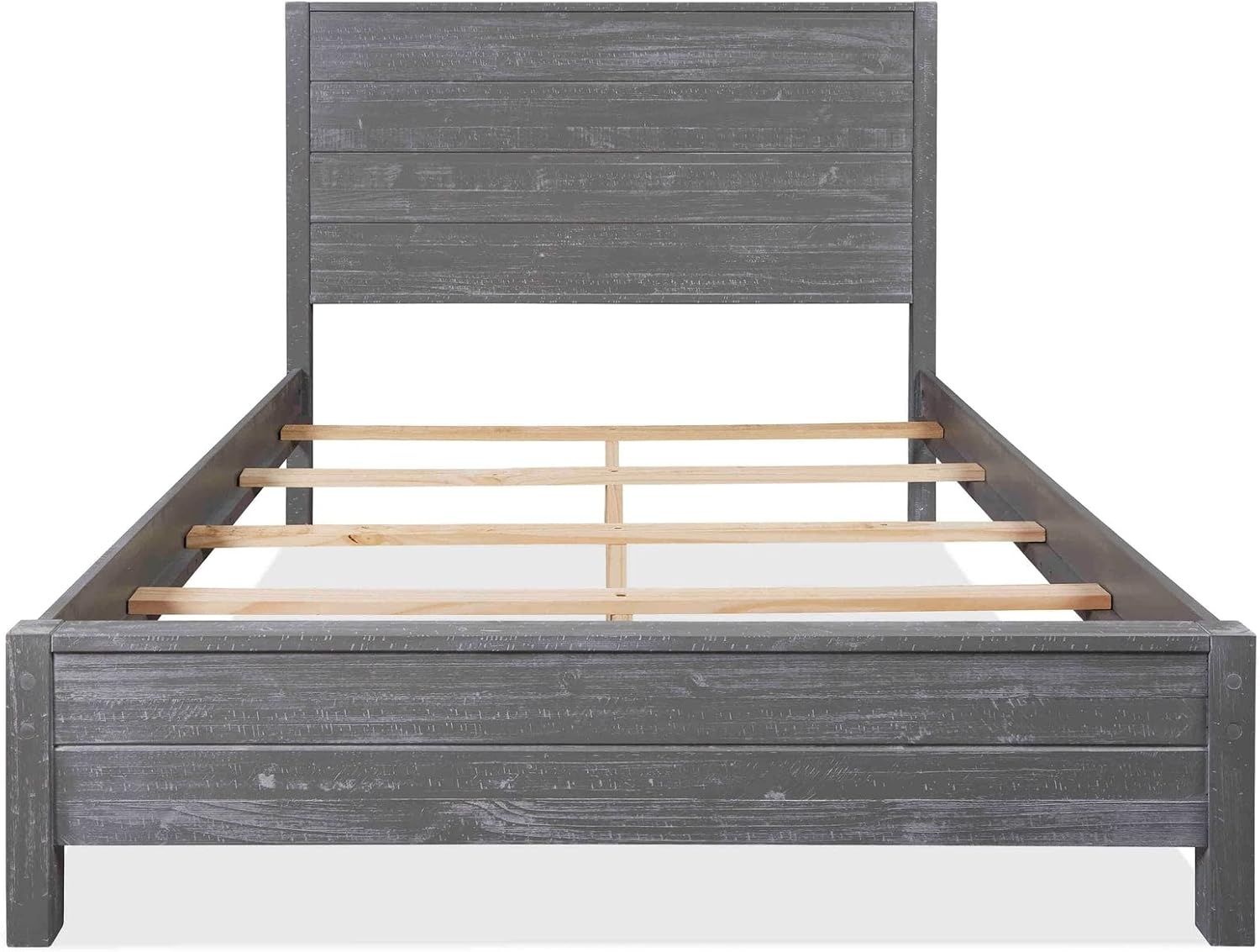 Grain Wood Furniture Montauk Solid Wood Bed, King Size, Rustic Grey