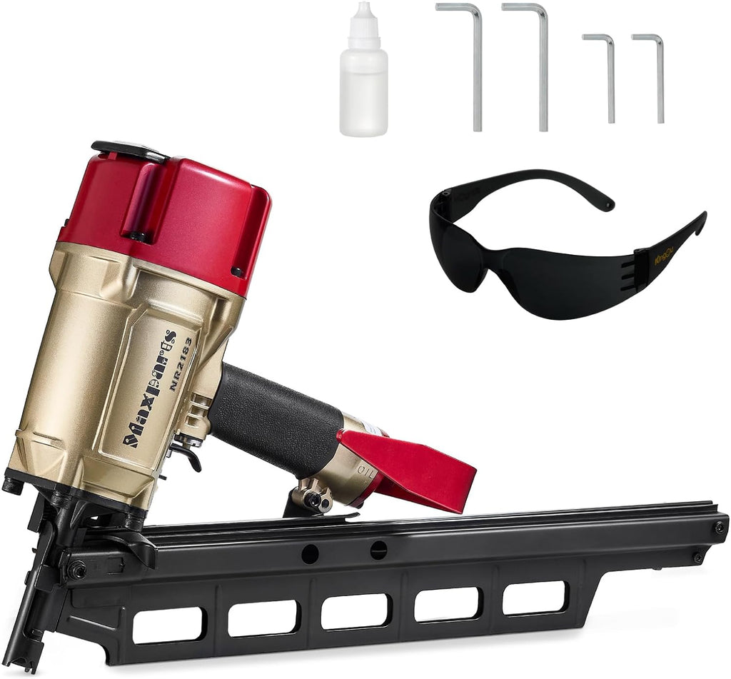 Maxparts Framing Nail Gun NR2183 Plastic Collated Full-head Nails with Steel Magazine Pneumatic Tools for Housing Constructions