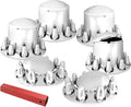 GG Grand General 40232 Chrome Plastic Complete ABS Axle Set (2 Front and 4 Rear) with Standard Hub Caps and Push-On 33mm Lug Nut Covers for Trucks, 4 Pack