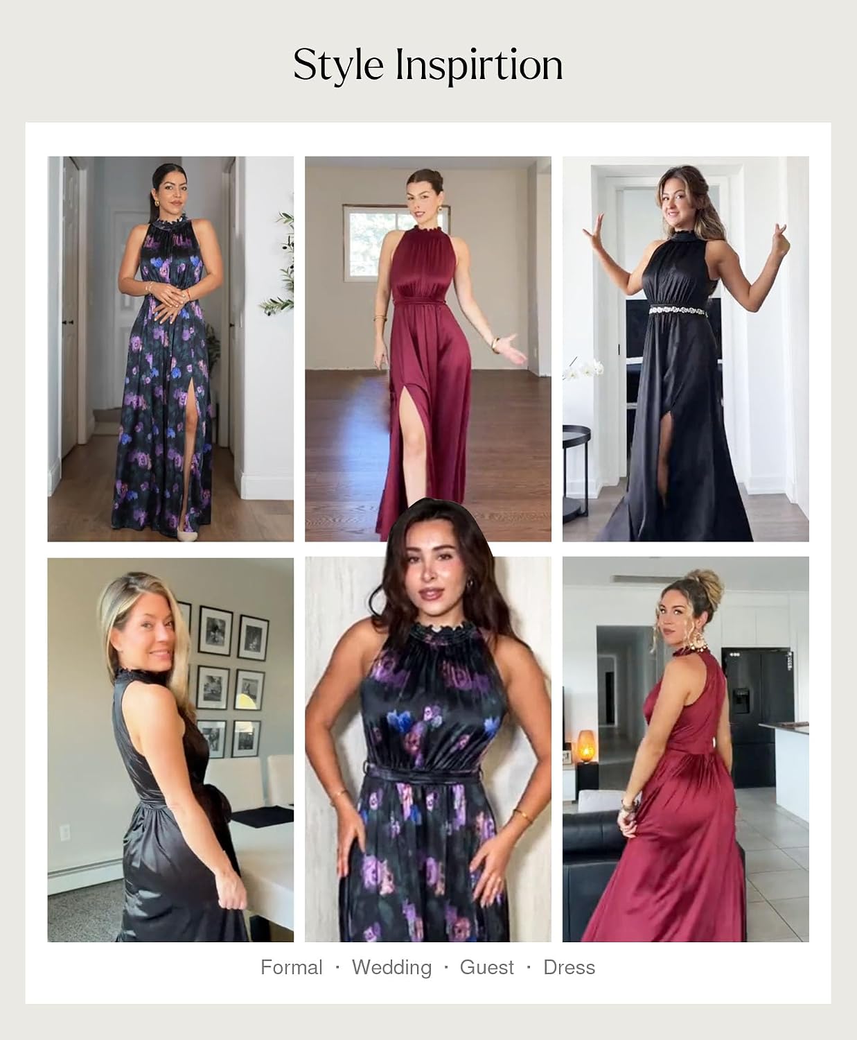 Popilush Wedding Guest Dress Formal Dresses for Women Shapewear Bodycon Fall Long Halter Cocktail Maxi Dress