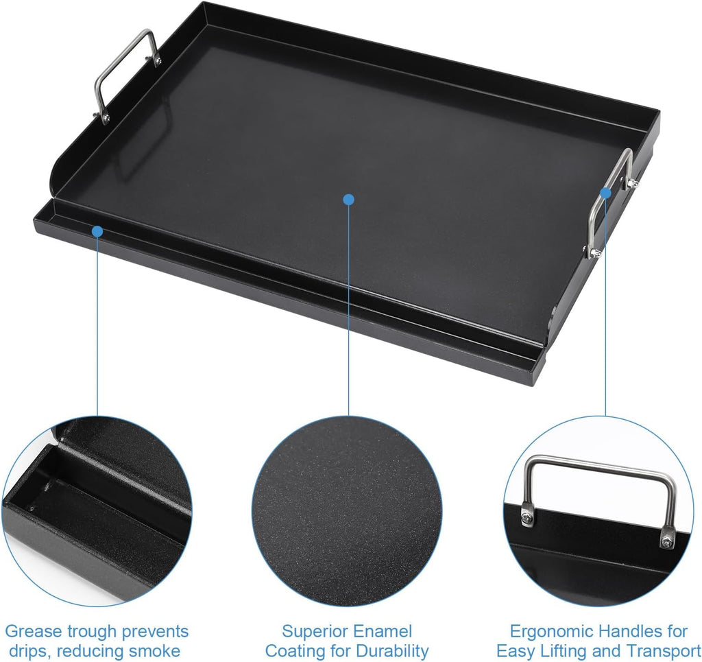 Universal Griddle Plate for Gas Grill – Premium Ceramic Coating Cooking Griddle for Gas Stove/Charcoal/Electric, 25x16 Inches, Flat Top Plate Insert for Outdoor Grill