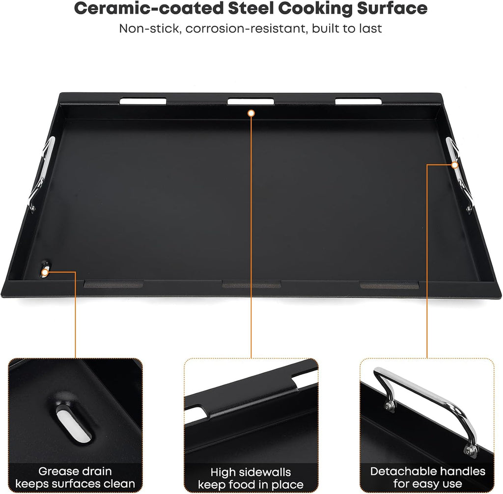 Stanbroil Full Size Griddle Insert for Weber Genesis II & LX 300 Series Gas Grills, Ceramic Coated Flat Top Griddle for Weber Genesis 310 315 335 340 345 & 325s - Black