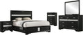 Coaster Home Furnishings Miranda Contemporary 5-Piece Bedroom Set Fabric Upholstered Eastern King Size Panel Bed Frame 54-inch Headboard Black 206360KE-S5