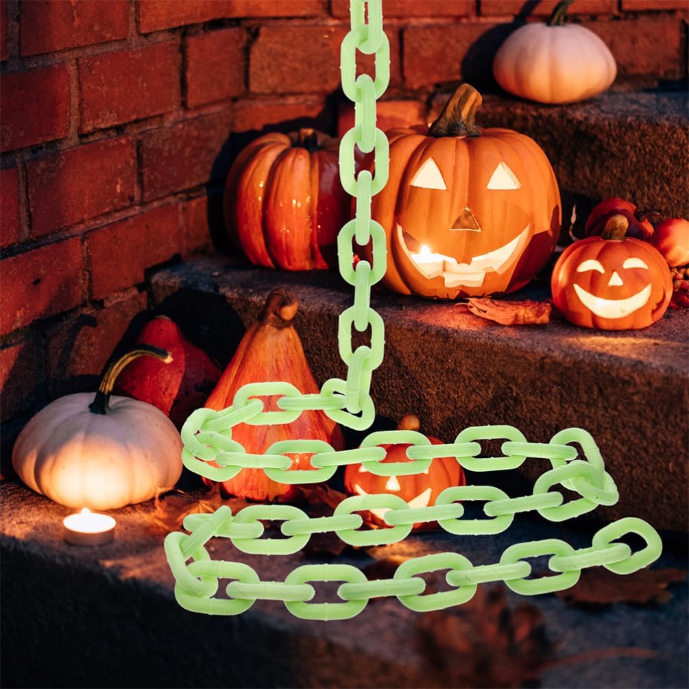 Angoily 4pcs Halloween Cosplay Chain Prop Plastic Glowing Chain Prop Party Decorative Party Supply Light Green