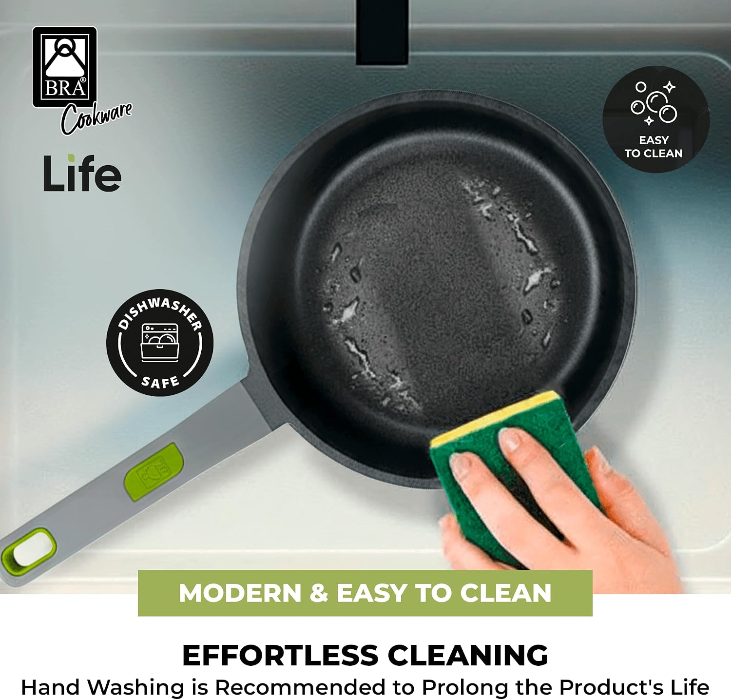 BRA COOKWARE Life 10-Piece Ceramic Cookware Set | Recycled Cast Aluminum Pots & Pans Set w/ 2 Pots, 1 Sauté Pan, 2 Pans, 1 Saucepan, 4 Lids | Ceramic Non-Stick Coating | All Stovetops | PFOA Free