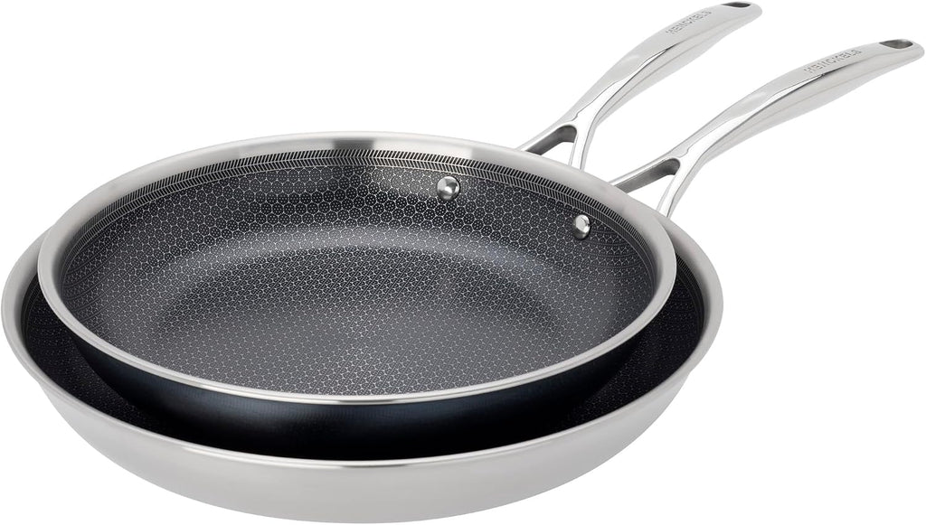 Henckels Paradigm Stainless 2pc Fry Pan Set, Tri-Ply Ceramic Nonstick Skillet, Non Toxic Induction Fry Pan, Egg Pan, Omelet Pan, Metal-Utensil & Dishwasher Safe