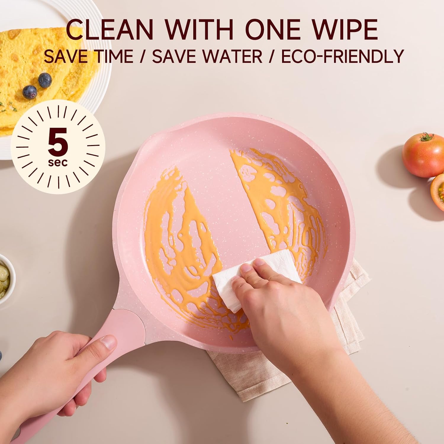 JEETEE Pink Pots and Pans Set Nonstick 23pcs, Healthy Kitchen Cookware Sets, Induction Cooking Set Pink Frying Pans, Saucepans, Sauté & Griddle & Crepe Pan (PFOA & PFAS Free)