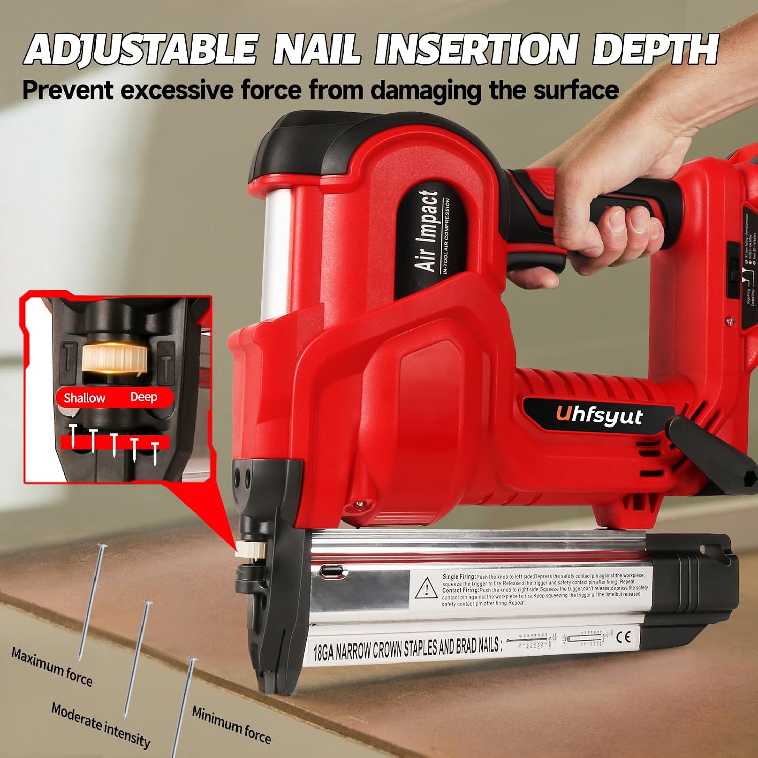 20V Cordless Brad Nailer Stapler - 2-in-1 Heavy Duty Battery Nail Gun with 2000 Nails & Adjustable Depth Control for Professional Woodworking & Home Renovation (One Battery Set)
