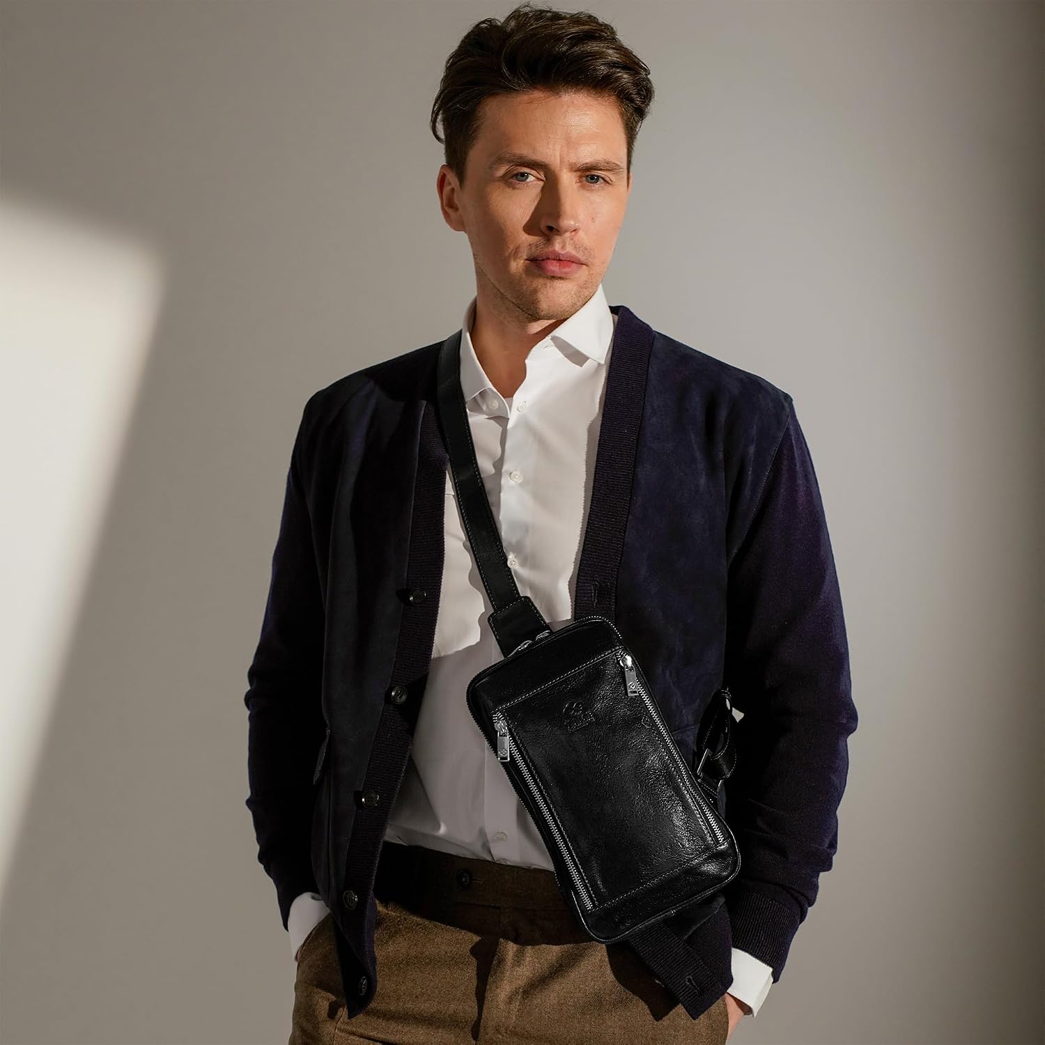 Time Resistance Leather Crossbody Bag - Brown Sling Bag - Messenger Bag for Men and Women - Handmade Shoulder Bag Backpack | Handmade