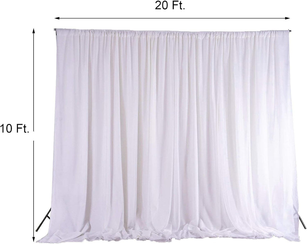 BalsaCircle 20 ft x 10 ft Ivory Chiffon Fabric Backdrop Drapes Curtain - Wedding Decorations Photo Booth Reception Photography Party Supplies