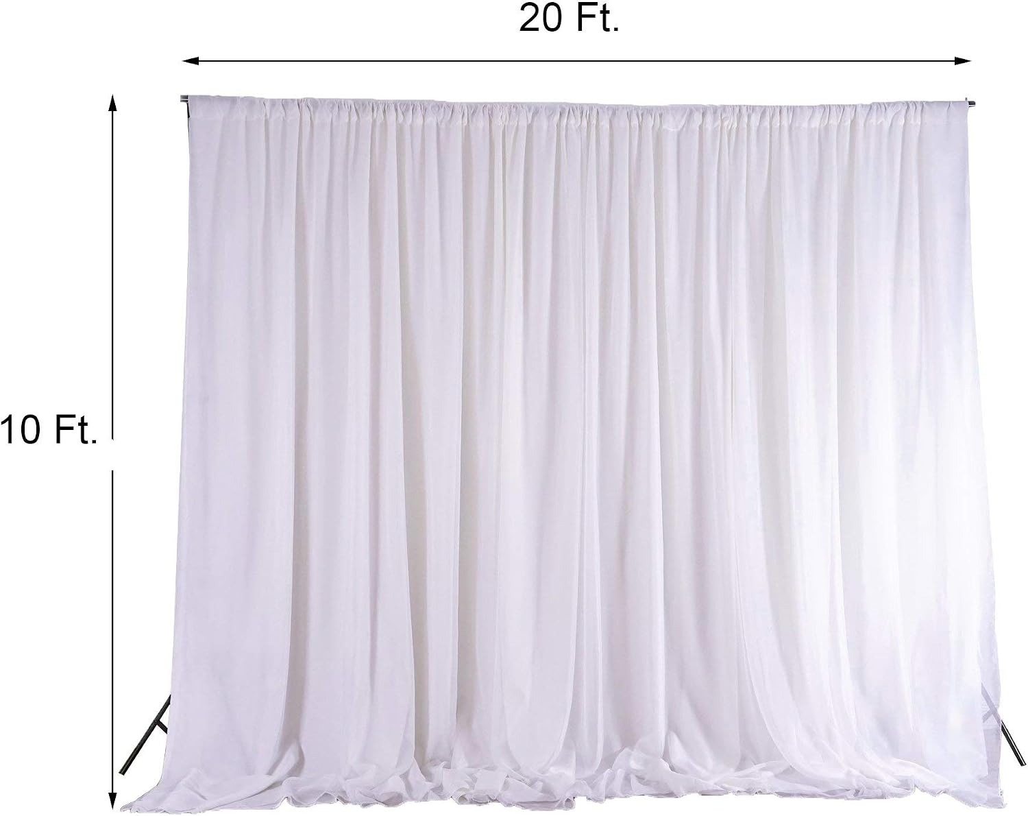 BalsaCircle 20 ft x 10 ft Ivory Chiffon Fabric Backdrop Drapes Curtain - Wedding Decorations Photo Booth Reception Photography Party Supplies