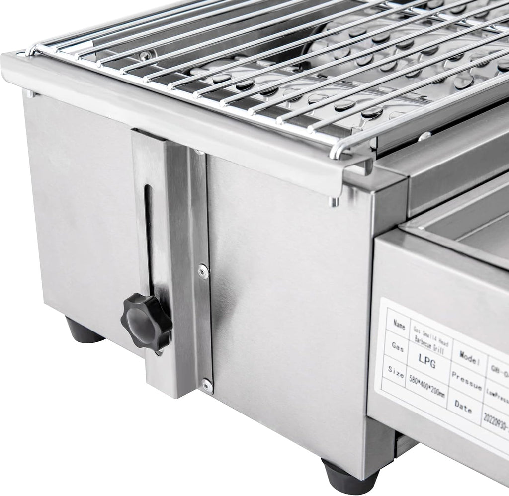 4 Burners Portable Gas Grill Tabletop Smokeless Stainless Steel Gas BBQ Grill with Griddle Independent Ignition,Propane LPG Grill for Outdoor Camping Picnic Kitchen (22.8 * 15.7 * 7.9in- 4 Burners)