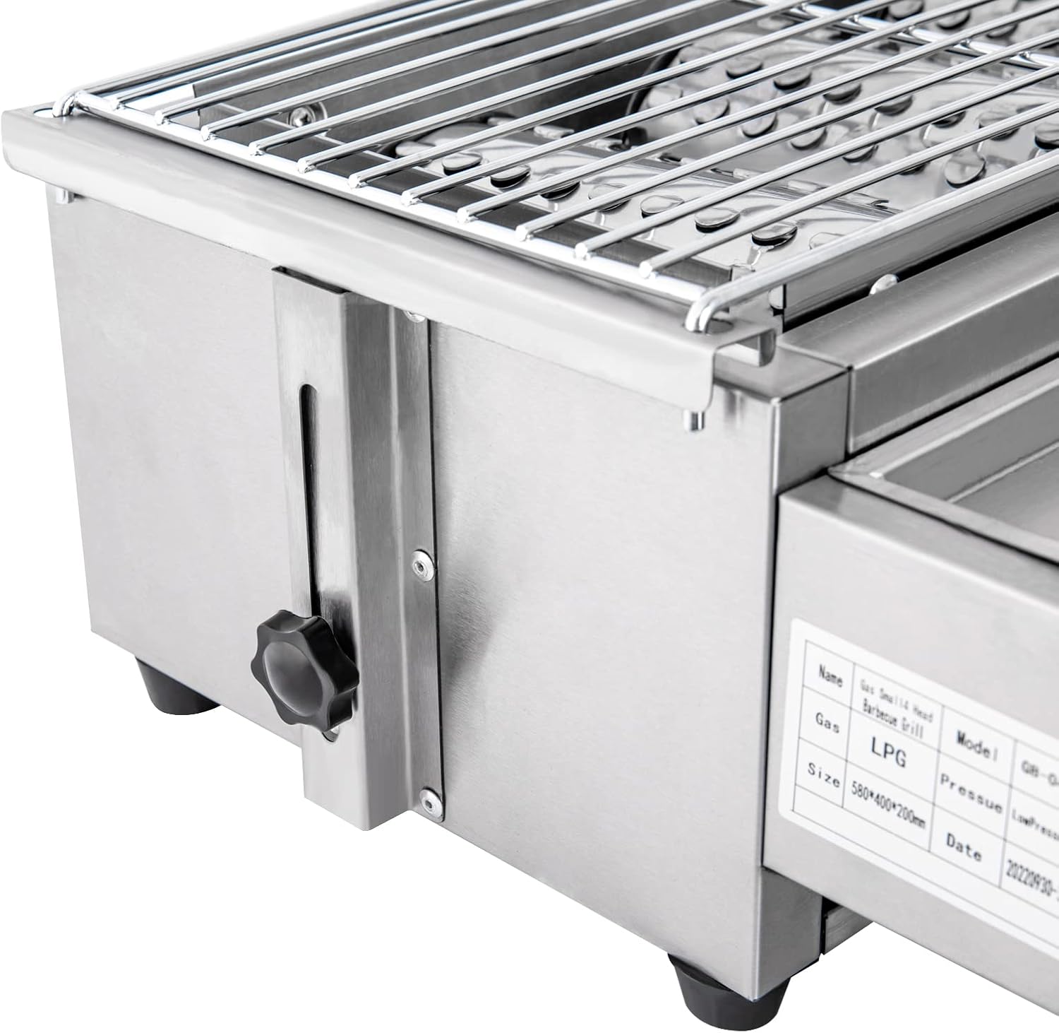 4 Burners Portable Gas Grill Tabletop Smokeless Stainless Steel Gas BBQ Grill with Griddle Independent Ignition,Propane LPG Grill for Outdoor Camping Picnic Kitchen (22.8 * 15.7 * 7.9in- 4 Burners)