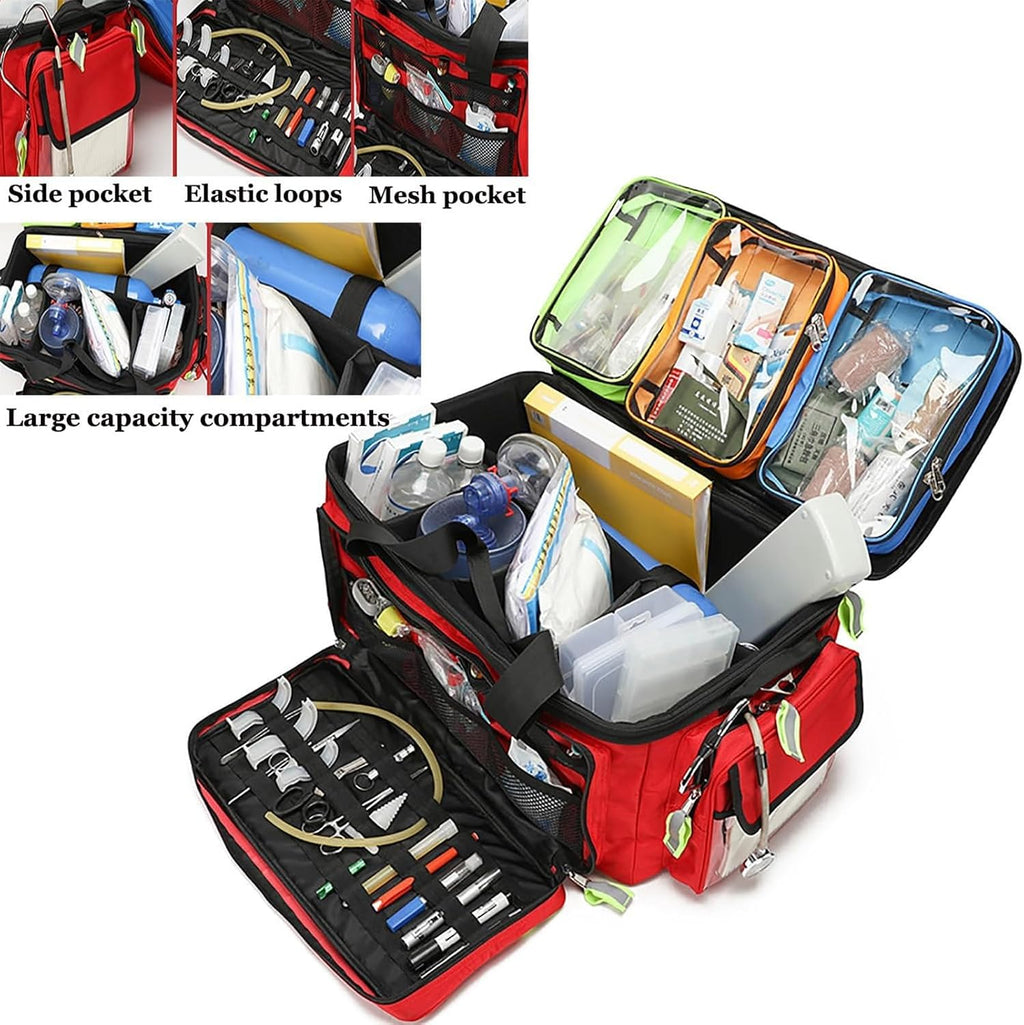 Portable First Aid Kit Bag, Large Capacity Outdoor Emergency Medical Duffle Bag,Medical Trolley Bag with Inner Dividers,Ideal for EMT, Paramedics