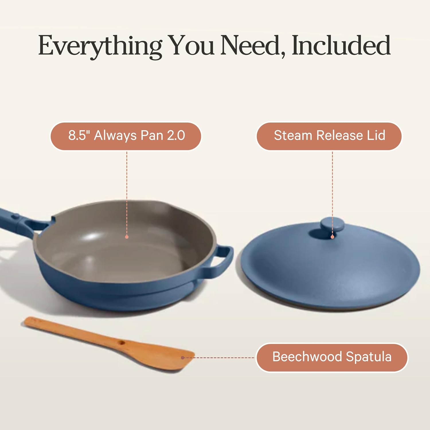 Our Place Mini Always Pan | 8.5' Ceramic Pan with Modular Lid & Beechwood Spatula | Patented 10-in-1 Nonstick, Non-Toxic Cookware Made Without PFAS | Induction & Oven-Safe up to 450°F | Blue Salt