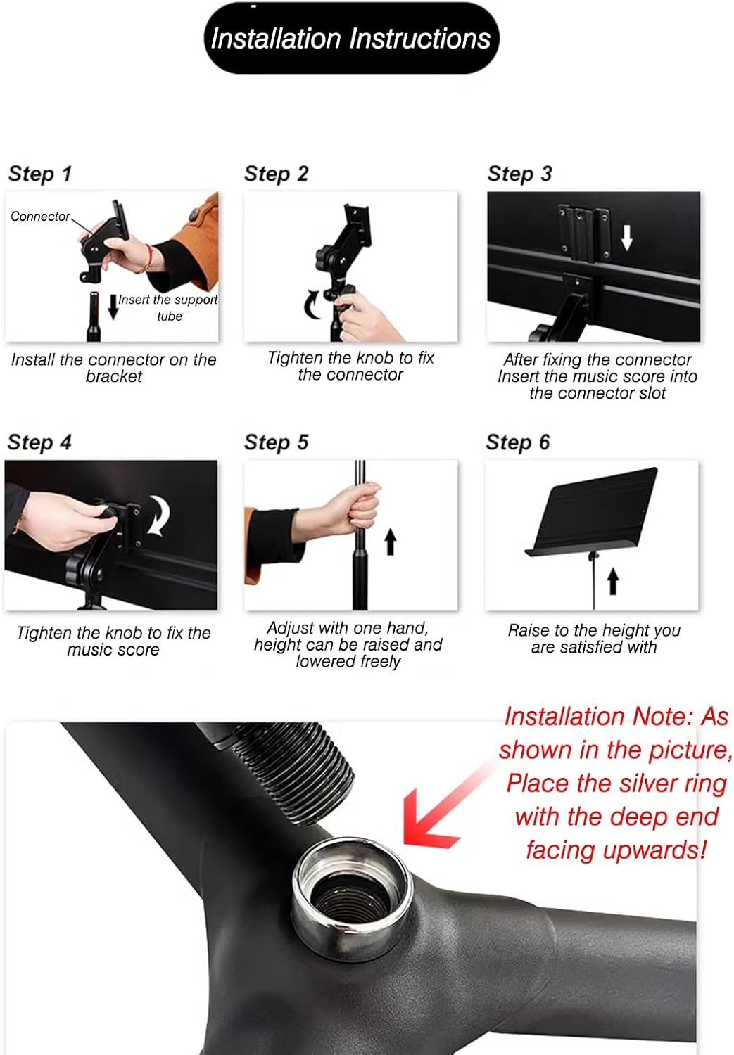Sheet Music Stand, Portable Music Stand with Waterproof Carrying Case, Music Clips, Phone Holder and Microphone Boom