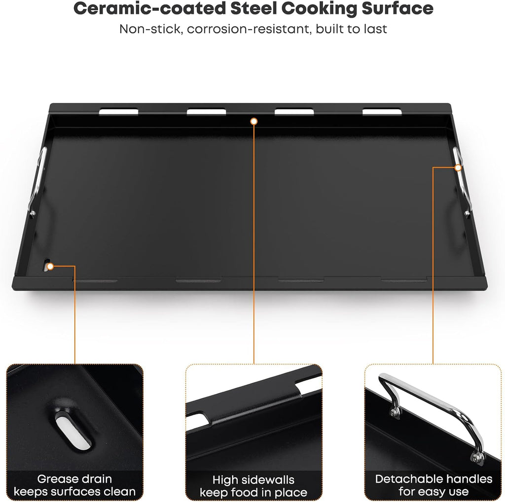 Stanbroil 6789 Full Size Griddle Insert for Weber Genesis 4-Burner 400 Series Gas Grill, Nonstick Coating Flat Top Griddle for Weber Genesis I&II 410 415 425s 435 440, Black