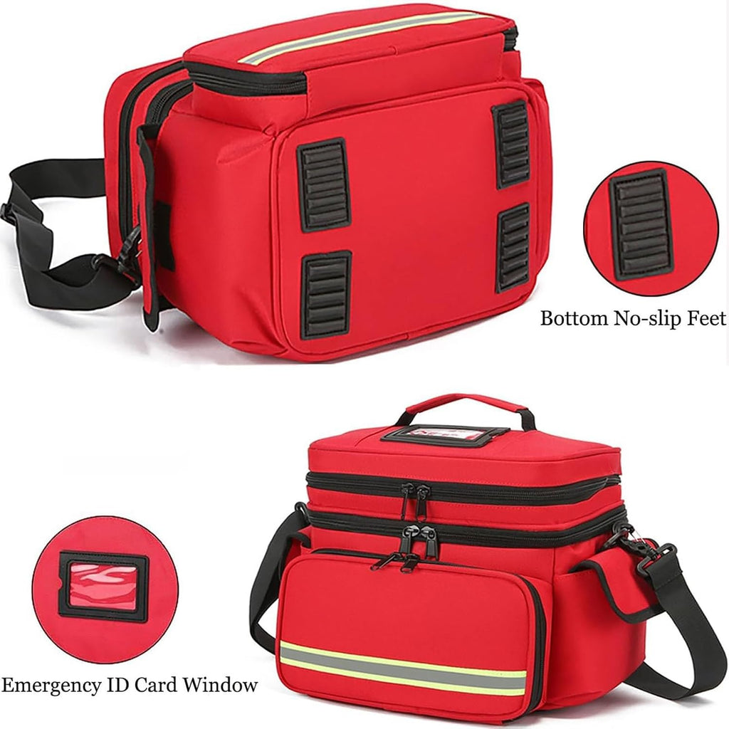 First Aid Kit Bag Empty, Portable Medicine Storage Bag with Multi Pockets,Double-Layer Medicine Pill Bottle Organizer, First Aid Box for Travel and Home Storage