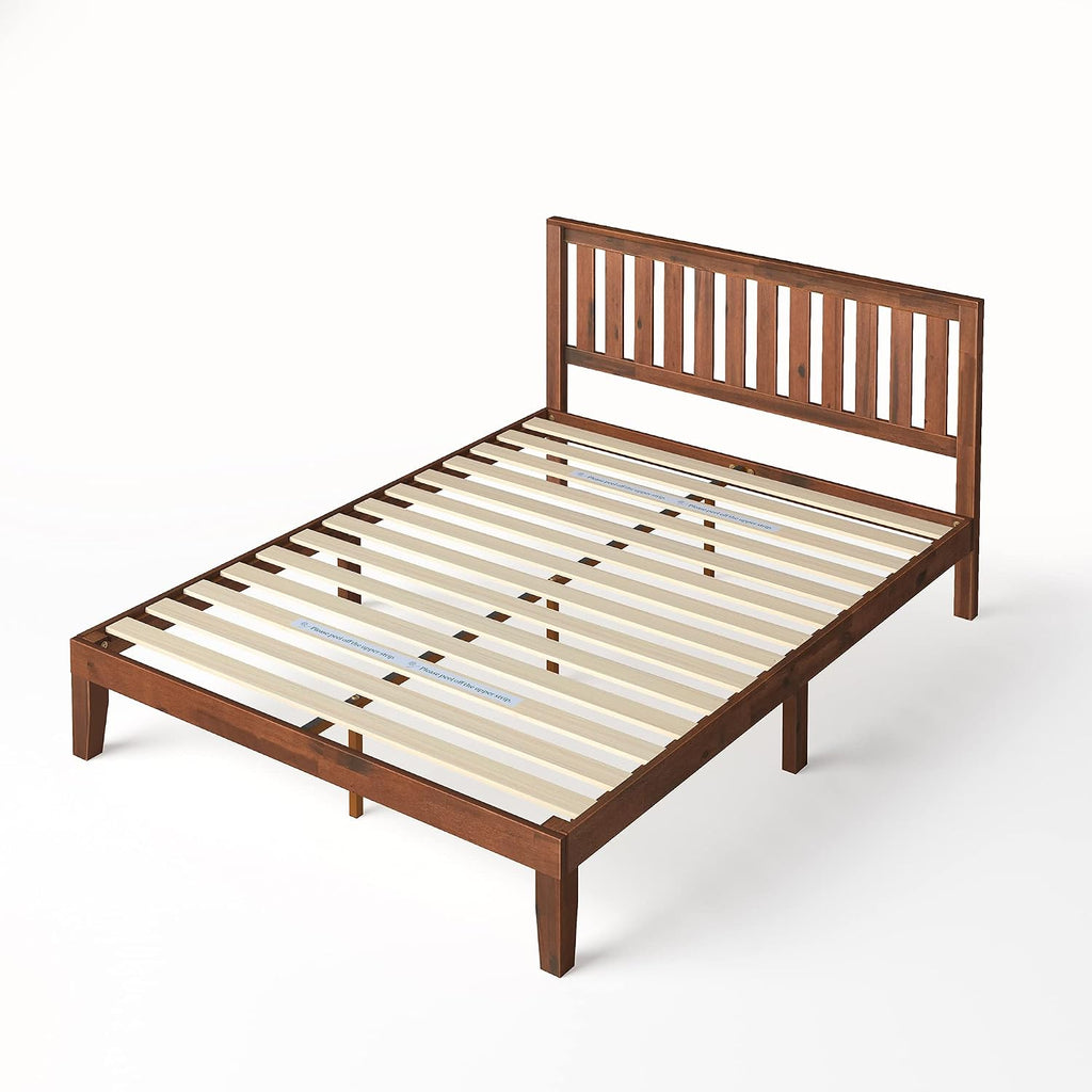 Zinus Vivek Wood Platform Bed Frame with Headboard, Solid Wood Foundation with Wood Slat Support, No Box Spring Needed, Easy Assembly, Full