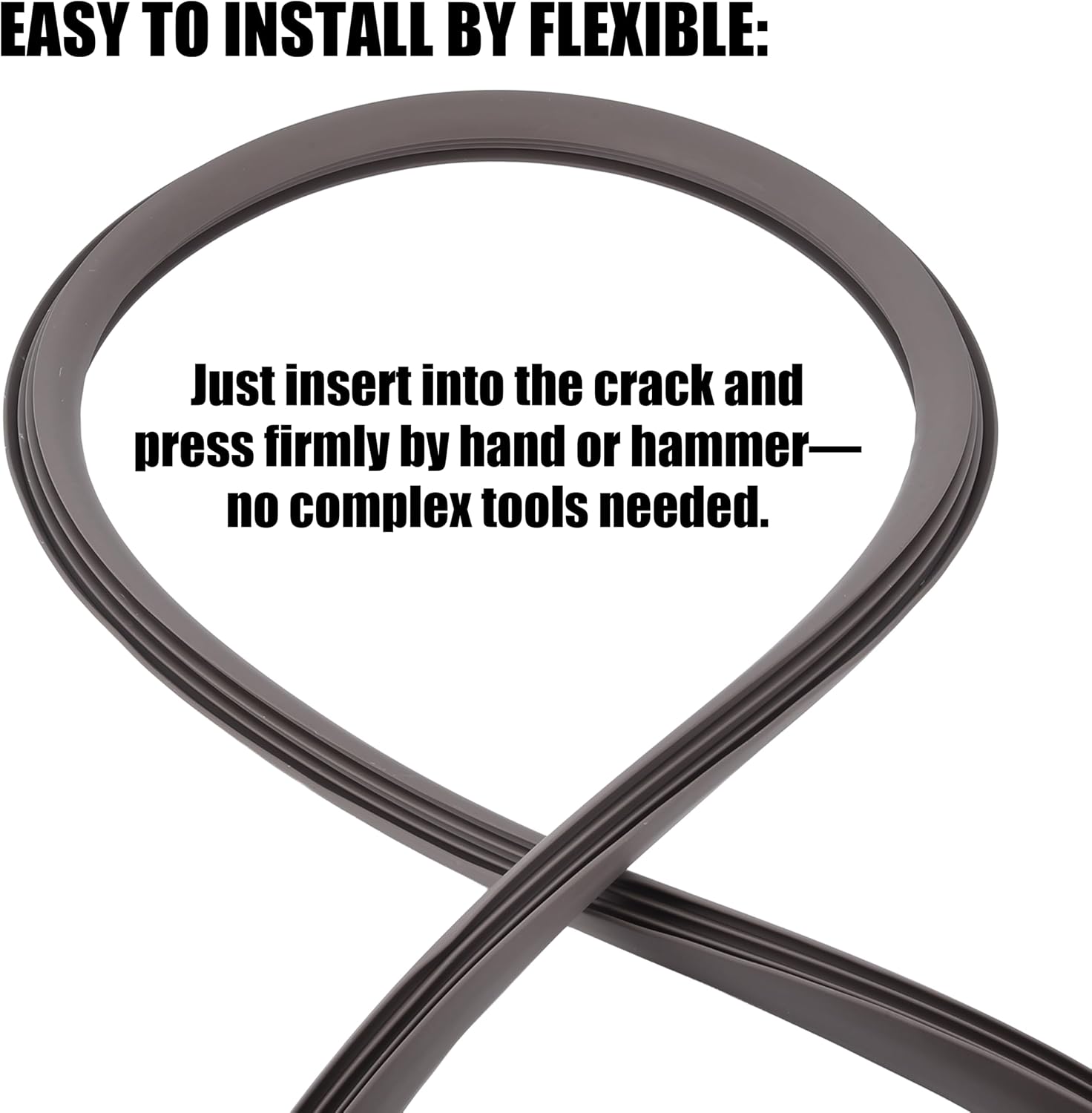 Flexible EPDM Rubber Strip (100 ft Long x 1/2 inch Wide) - Concrete Crack Repair & Replacement, Weather & Aging Resistant Expansion Joint Filler for Driveways, Sidewalks