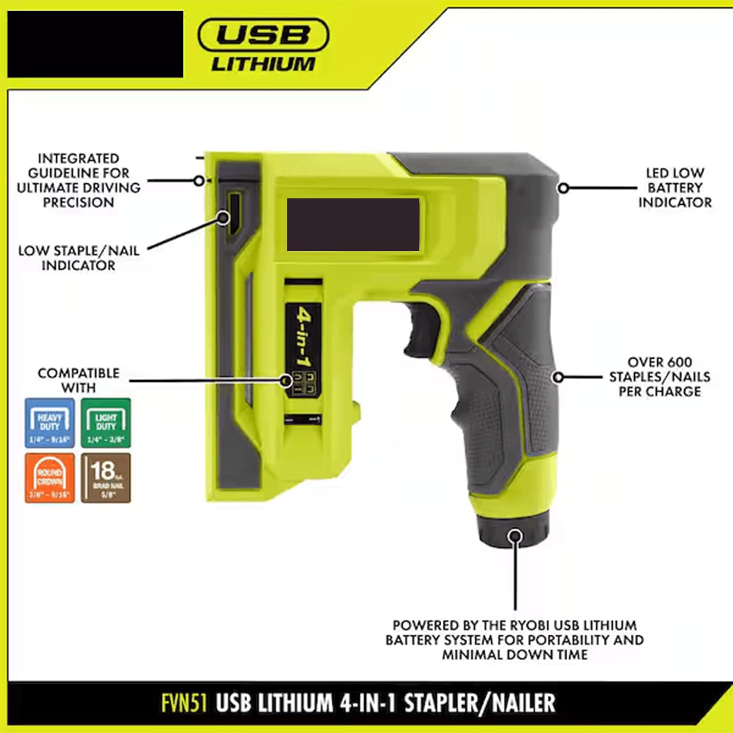 Lithium Cordless Craft 4 in 1 Stapler Nailer Kit with 3.0Ah Battery and Charging Cable Heavy Duty Electric Staple Gun Brad Nailer for Wood DIY Upholstery Home Projects