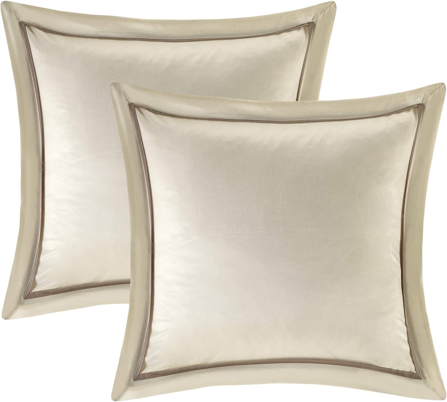 Madison Park Essentials Room in a Bag Faux Silk Comforter Set - Luxe Diamond Tufting All Season Bedding, Matching Curtains, Decorative Pillows, Ivory Queen(90'x90') 24 Piece