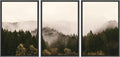 SIGNWIN 3 Piece Framed Canvas Wall Art Brown Foggy Mountains Nature Wilderness Photography Abstract Rustic Canvas Prints Home Artwork Decoration for Living Room,Bedroom - 16'x24'x3 Panels