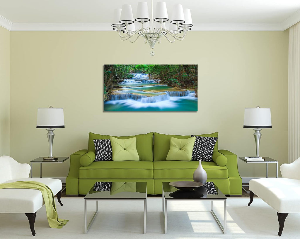DZL Art S75275 Canvas Prints Wall Art Forest Waterfall Landscape Forest Scenery Painting Nature Wilderness Photography for Living Room Bedroom Bathroom Home Office Decor