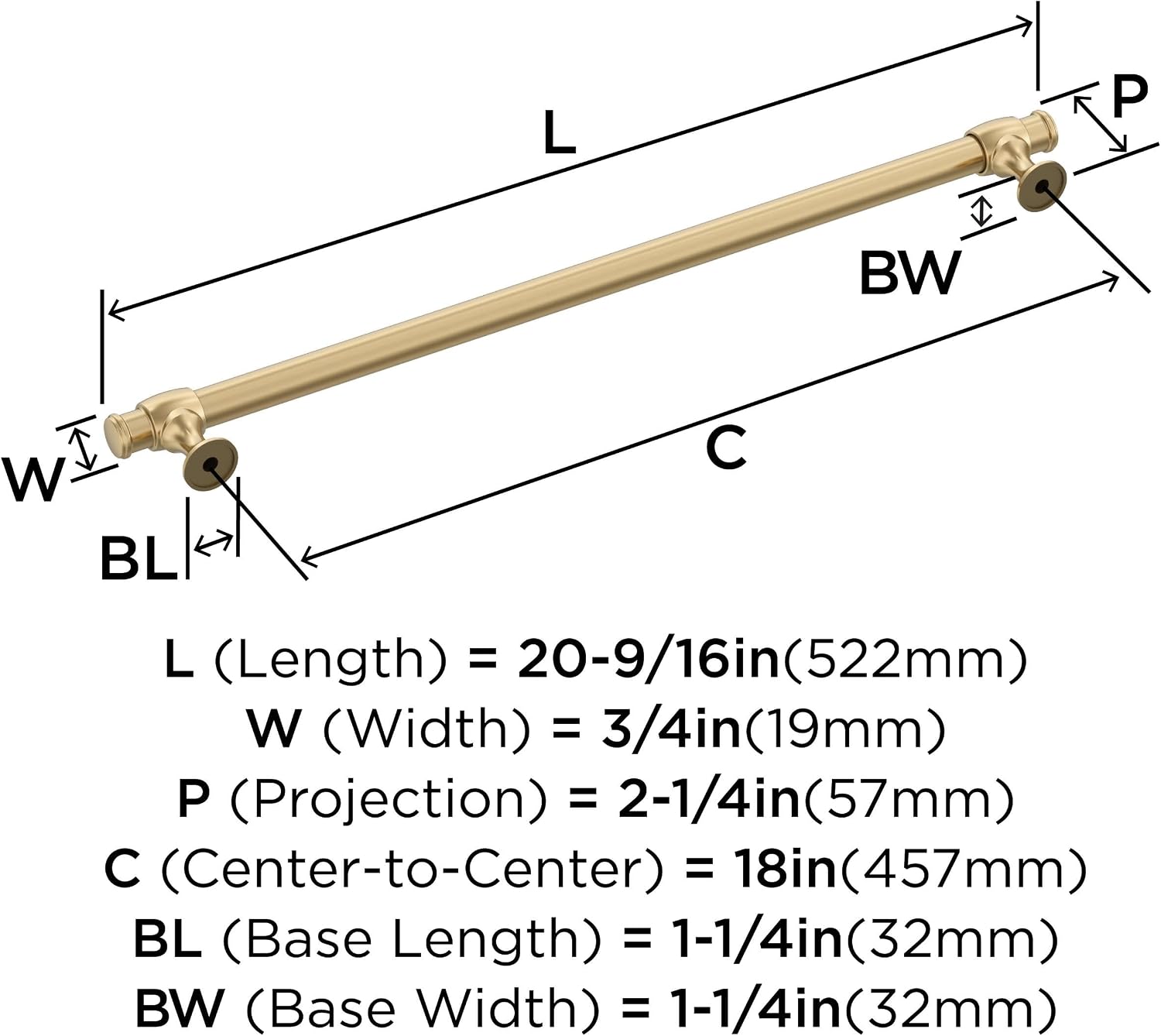 Amerock BP54066CZ | Champagne Bronze Appliance Pull | 18 inch (457 mm) Center to Center Cabinet Handle | Winsome | Furniture Hardware