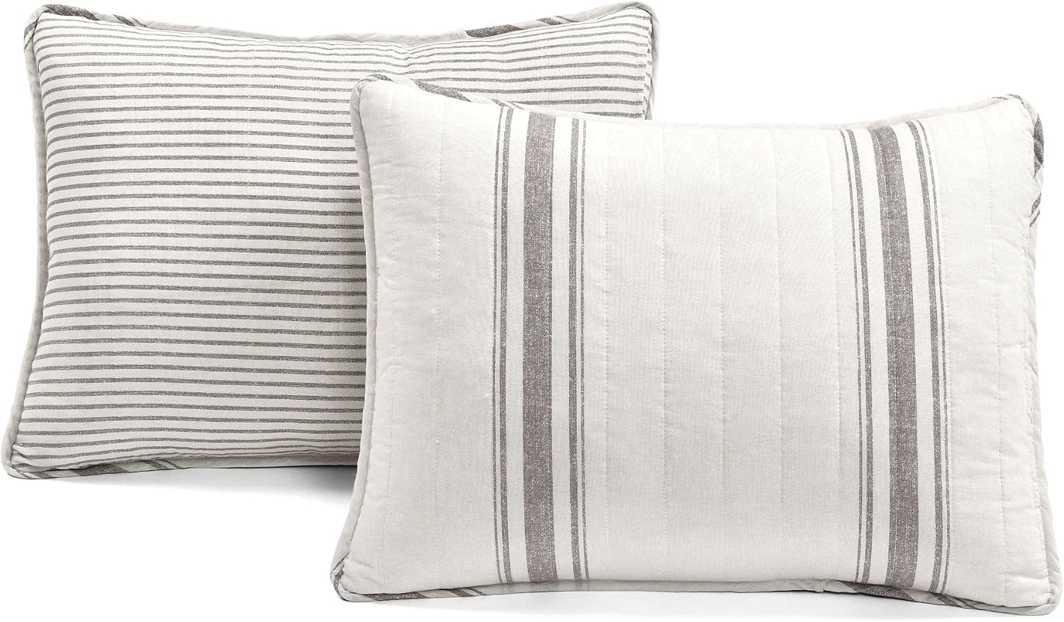 Lush Decor Farmhouse Stripe Reversible Cotton Quilt California King Size 3 Piece Set Gray - Farmhouse Bedding Set - Cal King Quilt - Striped Bedding